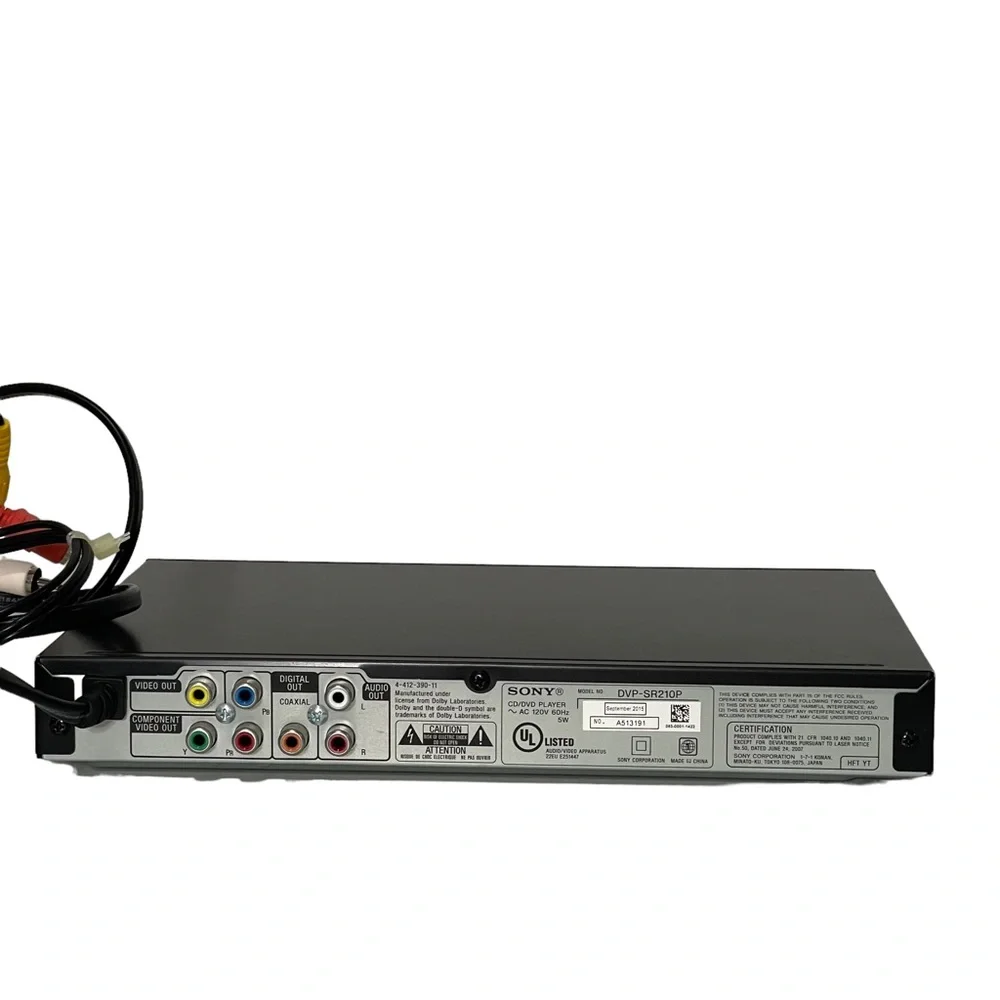 Sony CD/DVD Video Player Dolby Digital Compact Slim Black Model DVP-SR210P